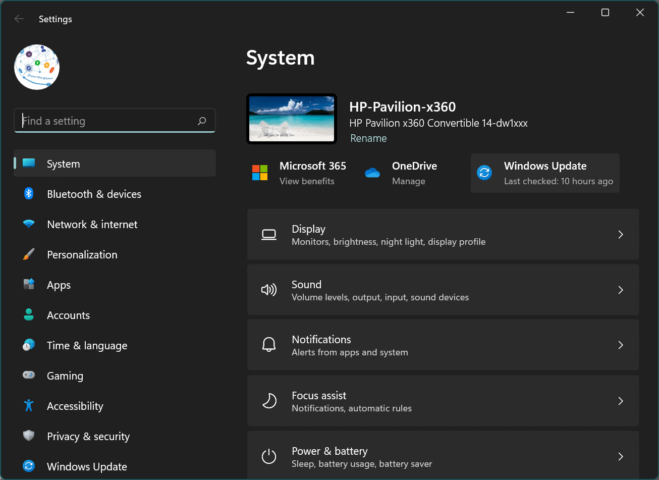 Windows Updates in Settings